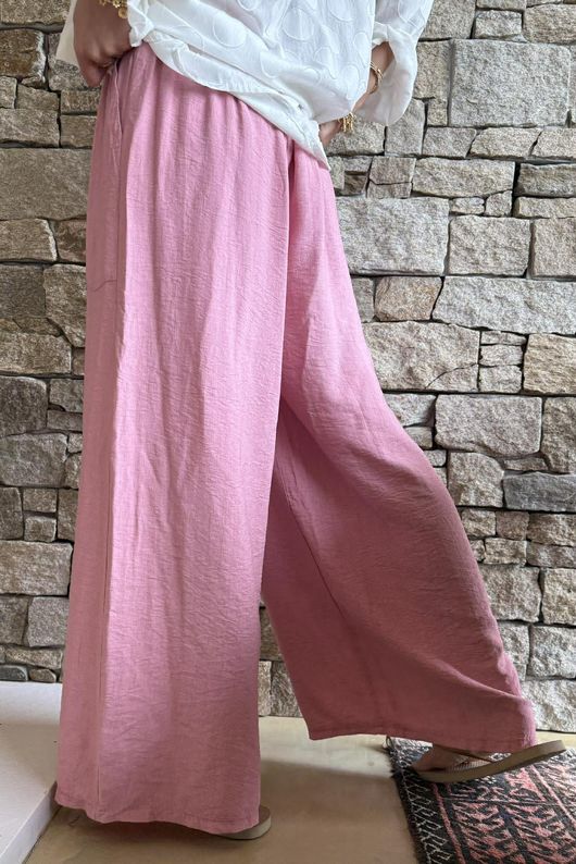 Basso Shirring Wide Leg Pant Rose